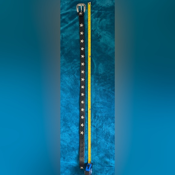 Leather Shop Genuine Black Leather Belt with Silver Star Accents - Picture 6 of 6